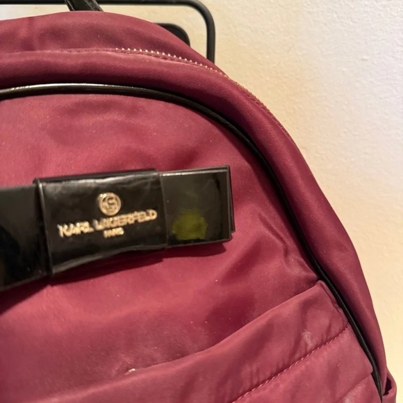 Karl Lagerfeld Paris Black Nylon Bow Backpack EUC - Picture 3 of 9